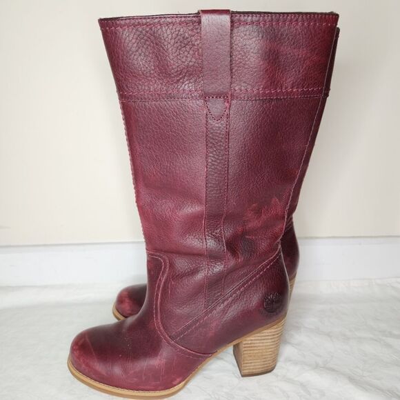 Timberland Burgundy Leather Riding Boots - Picture 2 of 13